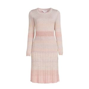 Time and Tru Women's Long Sleeve Pleated Rib Sweater Dress Size Medium
